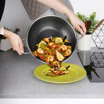 Honeycomb Print Laser Coated Karahi Frying Pan Techmanistan