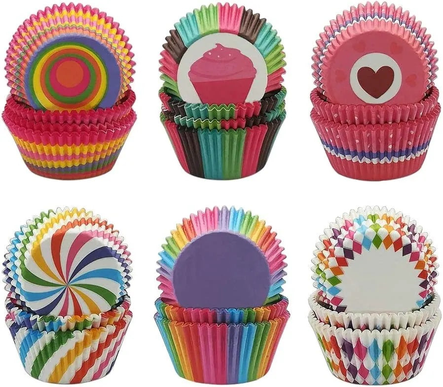 100 Piece's Random Print Disposable Cupcake Liners