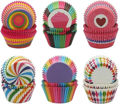 100 Piece's Random Print Disposable Cupcake Liners