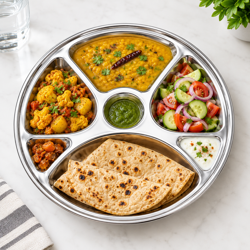 Stainless Steel 7-Compartment Plate