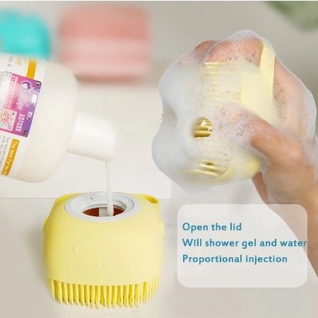 Random Color Silicone Pet Body Bath Brush, Pet Dog Shampoo Brush, Silicone Massage Exfoliating Bath Brush With Soap Dispenser, Cat Massage Comb Grooming Scrubber Brush, Comb Brush For Pets My Store