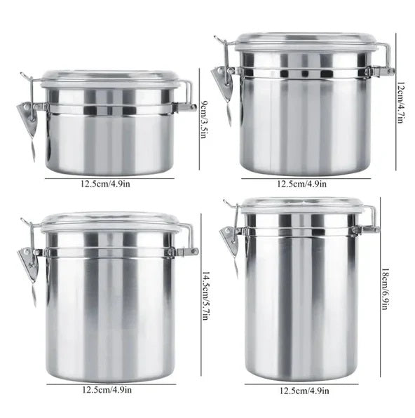 Set of 4 - Stainless Steel Canister Jars Techmanistan