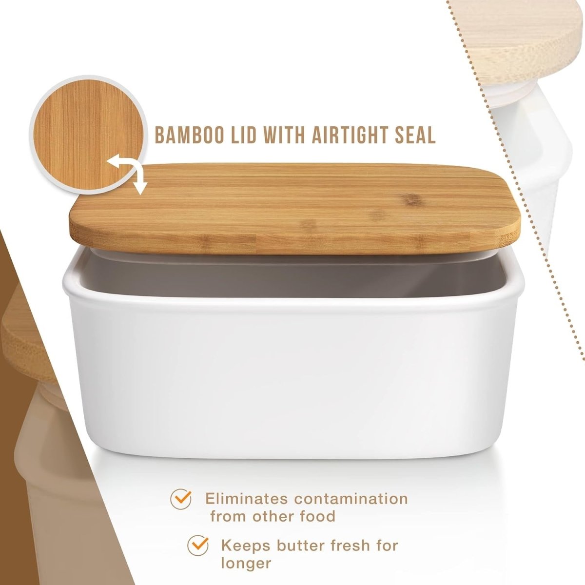 Elegant Porcelain Butter Dish With Wooden Ring - Techmanistan in Pakistan