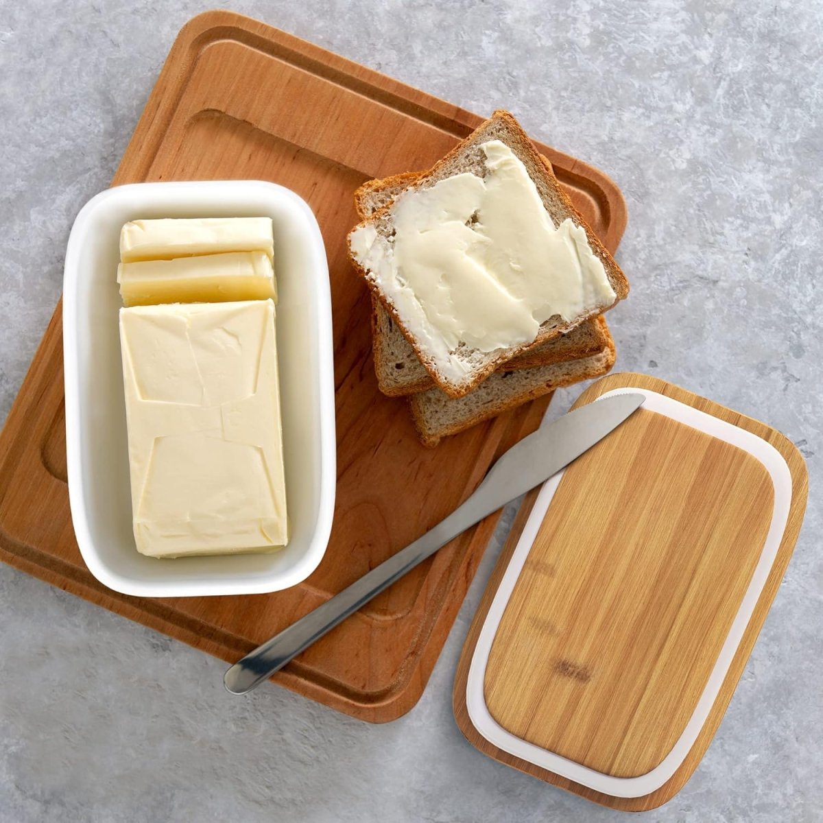 Elegant Porcelain Butter Dish With Wooden Ring - Techmanistan in Pakistan