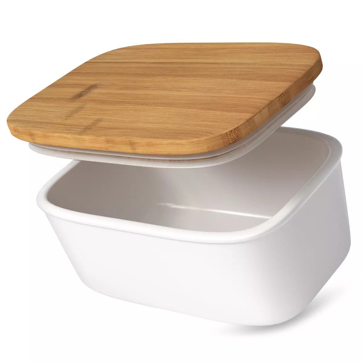 Elegant Porcelain Butter Dish With Wooden Ring - Techmanistan in Pakistan