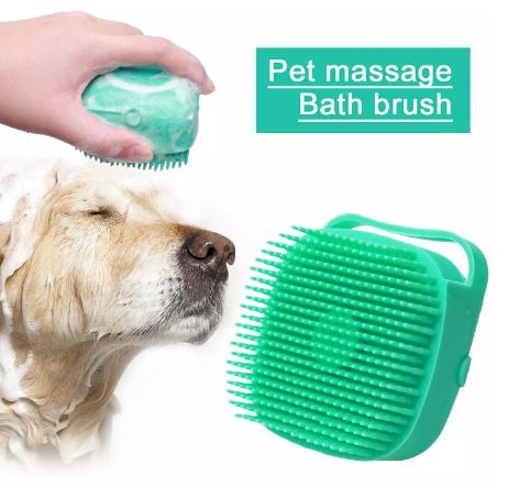 Random Color Silicone Pet Body Bath Brush, Pet Dog Shampoo Brush, Silicone Massage Exfoliating Bath Brush With Soap Dispenser, Cat Massage Comb Grooming Scrubber Brush, Comb Brush For Pets My Store