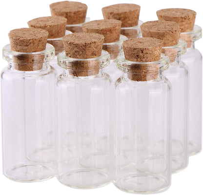 Pack of 4 - Mini Glass Bottles with Cork Stopper My Store
