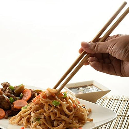 Pack of 10 Pairs - Reusable Chinese Polished Natural Bamboo Lightweight Wooden Chopsticks for Eating & Cooking My Store