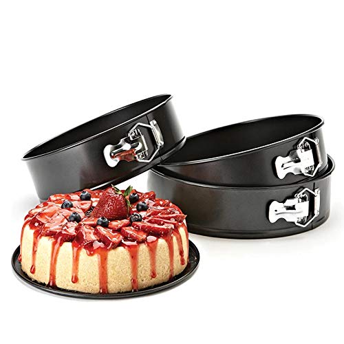 Set of 3 - Non-Stick Round Cake Pans With Removable Bottom Tray