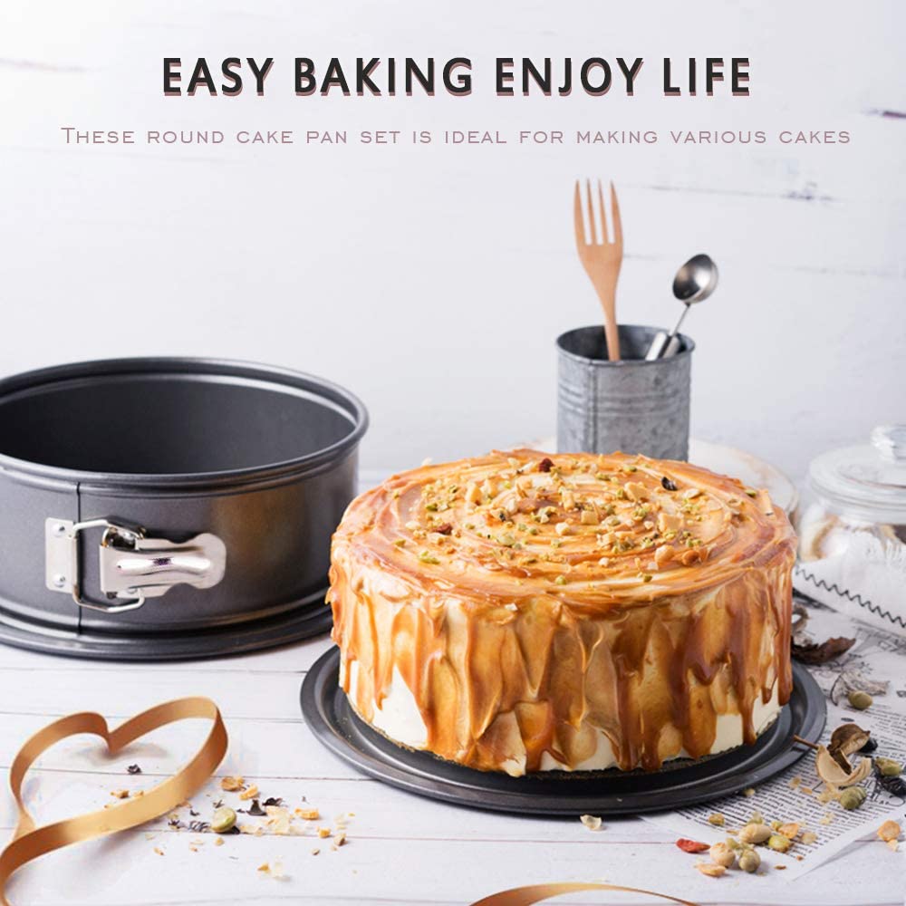 Set of 6 - Non-Stick Round Cake Pans With Removable Bottom Tray