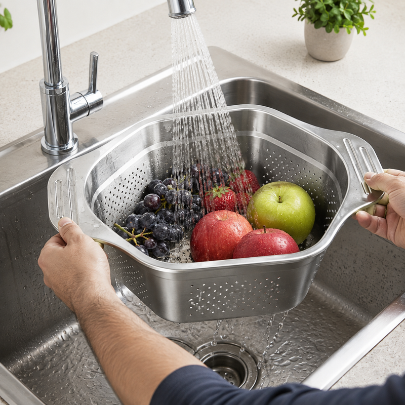 Hexagon Shape Stainless Steel Colander Strainer