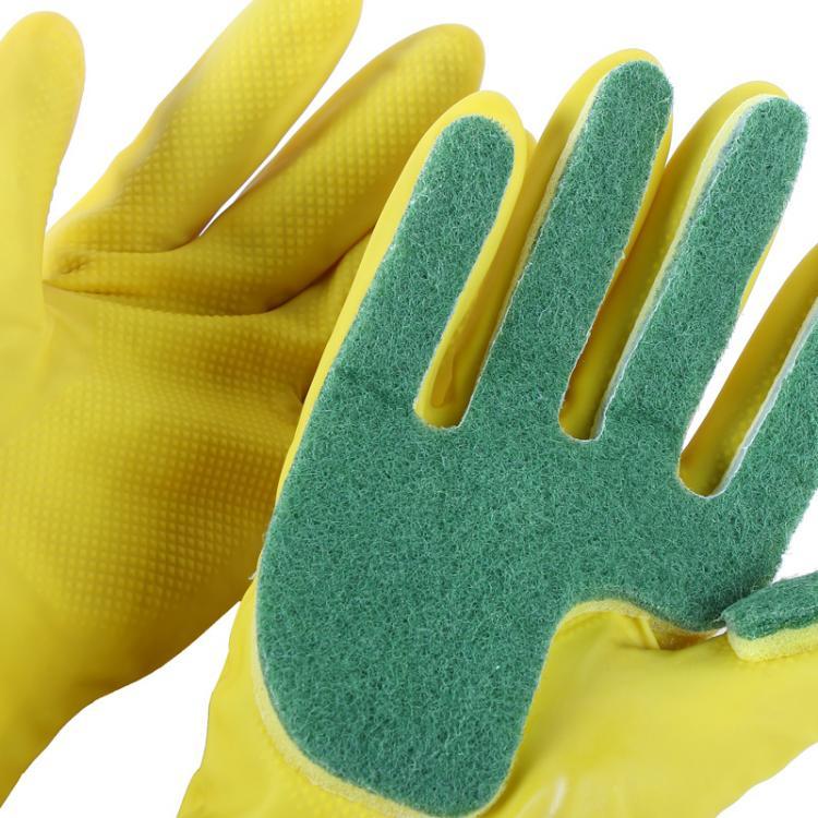 Kitchen Wash Rubber Gloves with Scouring Cloth Sponge On The Inner Fingers, All-in-one for Clean The Kitchen Tool Protect Hand Gloves My Store