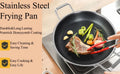 Flat Bottom Double Sided Laser Coated Honeycomb Layer Frying Pan With Lid & Dual Handle