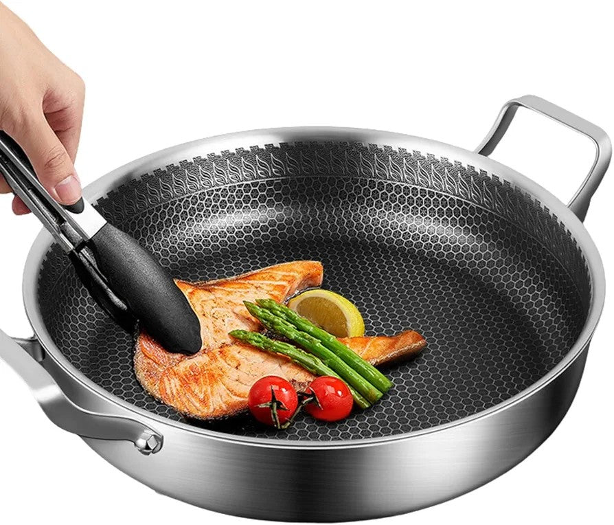 Honeycomb Print Non-stick Coating Stainless Steel Pan