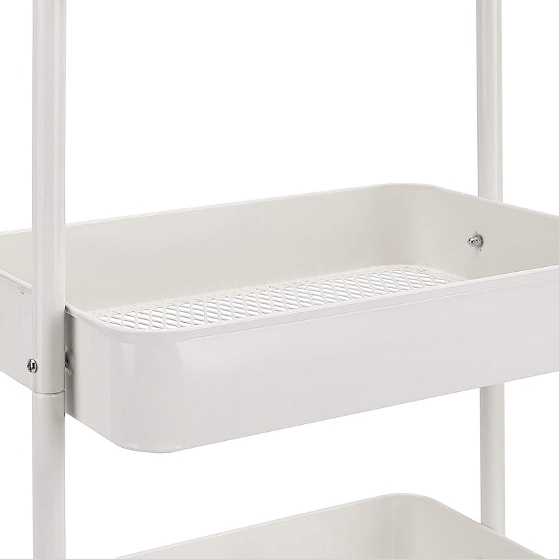 3-Tier Wheeled Mesh Base Rolling Kitchen Trolley Cart Techmanistan