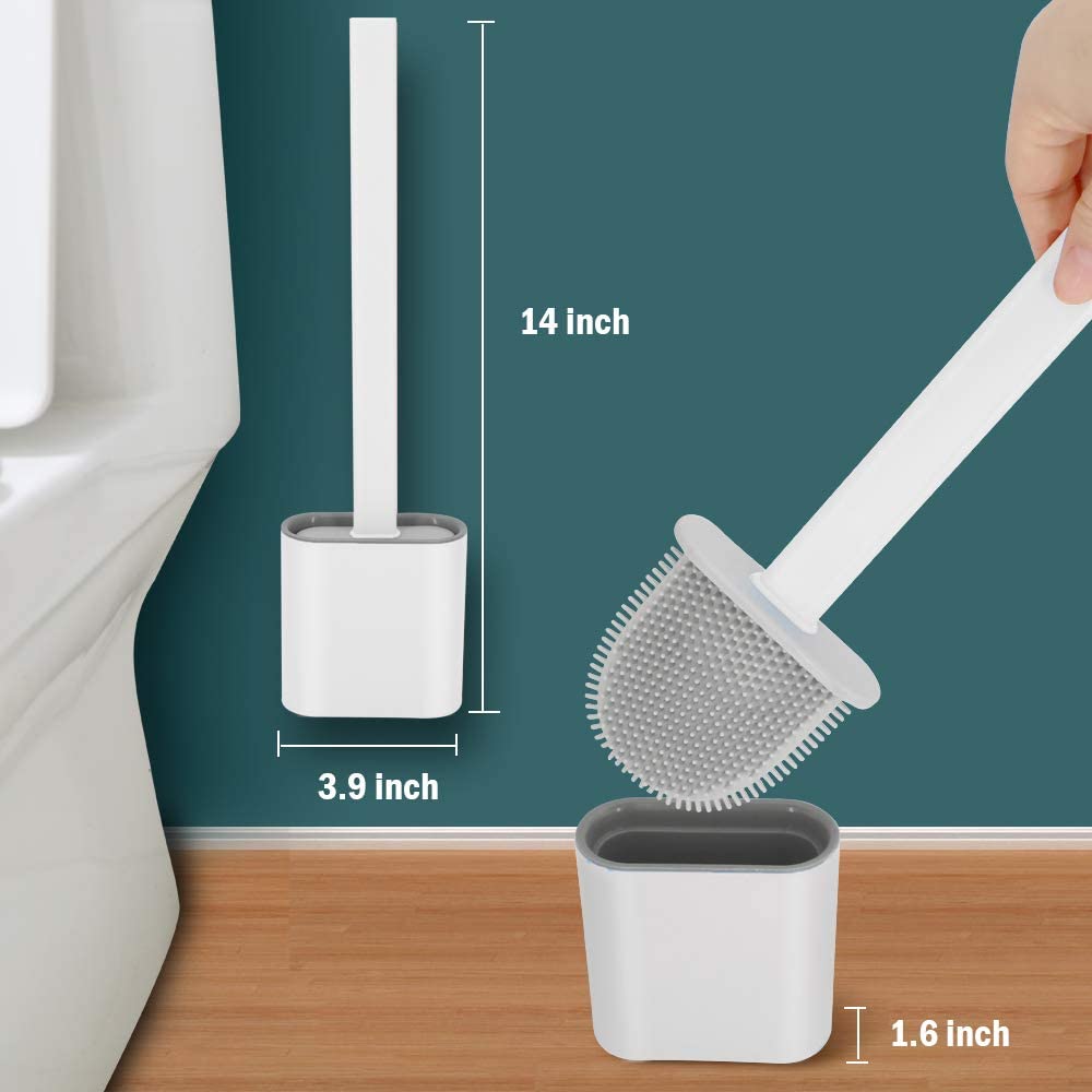  Household Silicone Toilet Brush and Holder Set, Toilet Brush  with Soap Dispenser, Punch-Free Wall Hanging Toilet Brush with Liquid, Long  Handle Toilet Brush with Base-Green