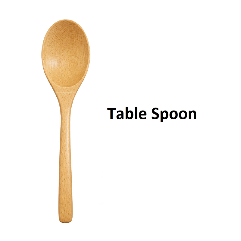 Acacia Wood Teaspoon, Tablespoon & Fork