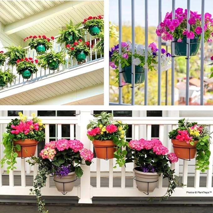 Floating Garden Railing Planter Shelf Balcony Planters Hanging for Pots Over the Rail Flower Pot Holder Hanger Clip - Techmanistan