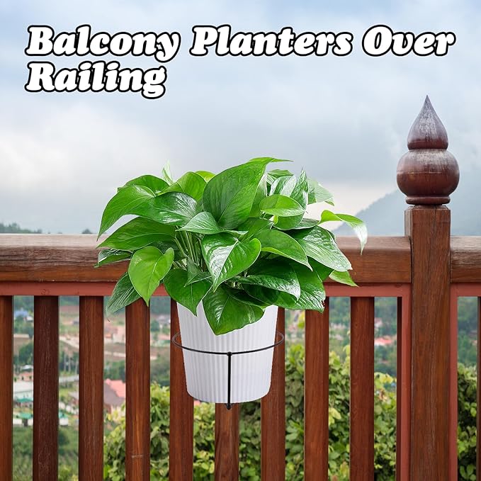 Floating Garden Railing Planter Shelf Balcony Planters Hanging for Pots Over the Rail Flower Pot Holder Hanger Clip - Techmanistan