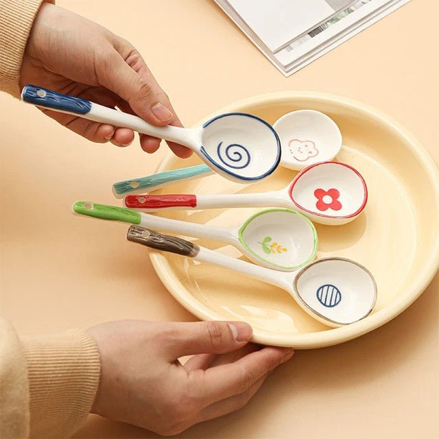 Flower Ceramic Soup Spoon - Techmanistan in Pakistan