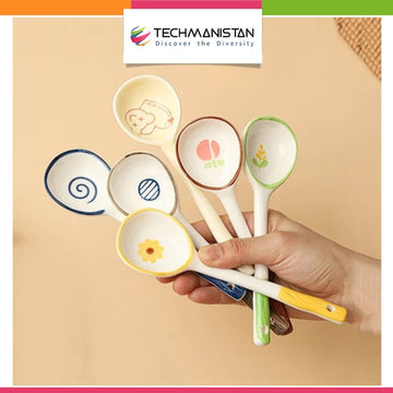 Flower Ceramic Soup Spoon - Techmanistan in Pakistan