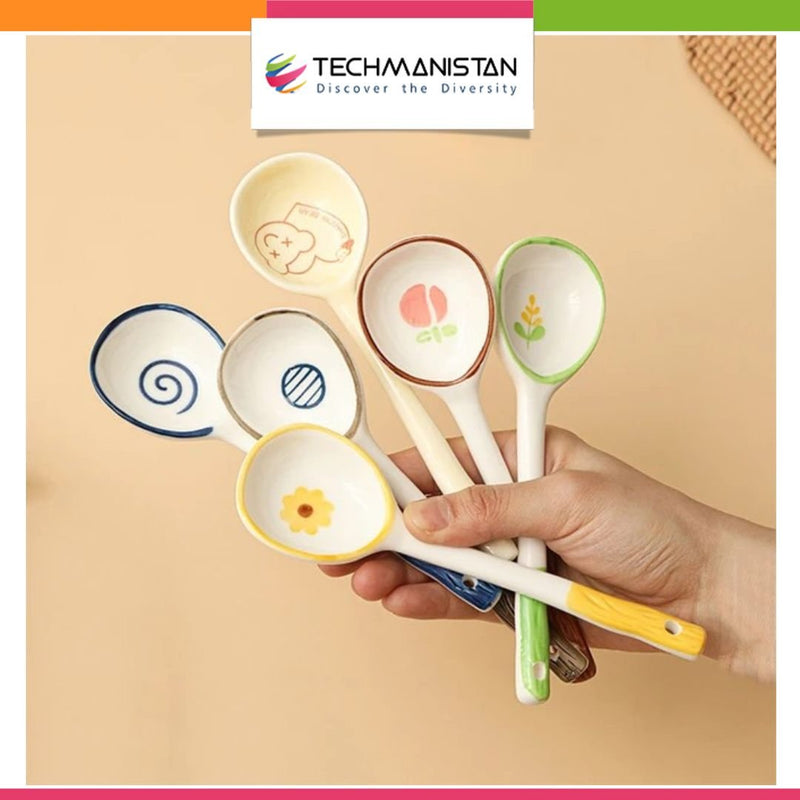 Flower Ceramic Soup Spoon - Techmanistan in Pakistan