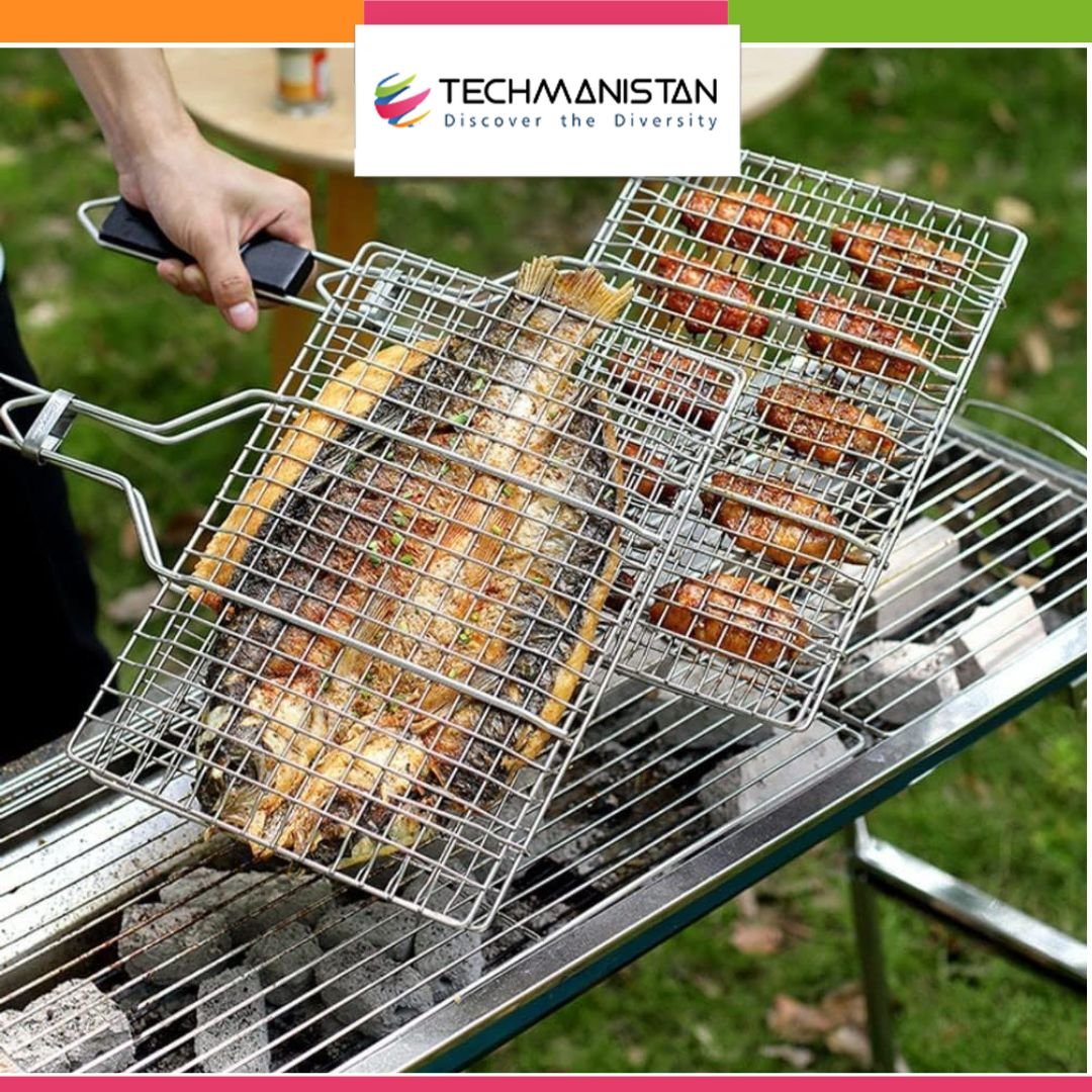 Foldable Fish Grill Basket - Techmanistan in Pakistan