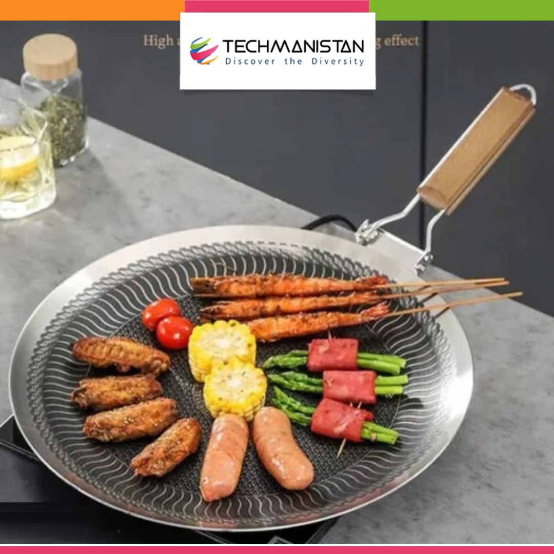 Foldable Handle Laser Coated Honeycomb Tawa - Techmanistan in Pakistan