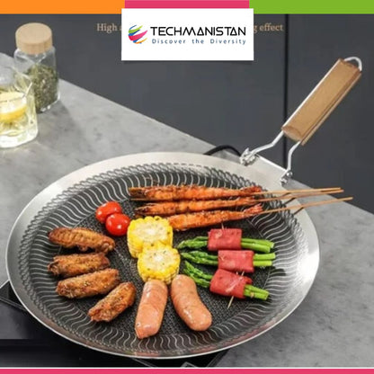 Foldable Handle Laser Coated Honeycomb Tawa - Techmanistan in Pakistan