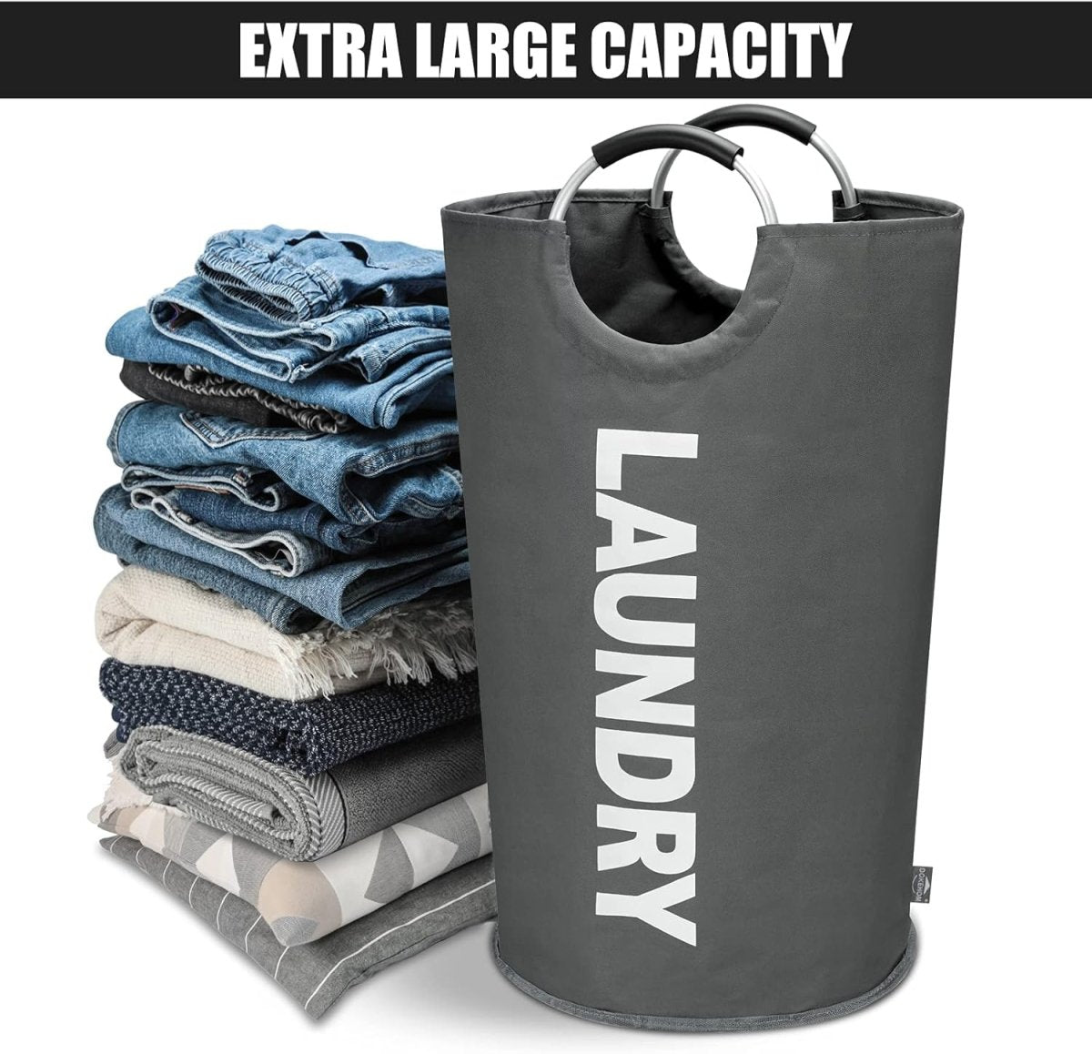 Foldable Laundry Basket Bag with Aluminum Handle - Techmanistan in Pakistan