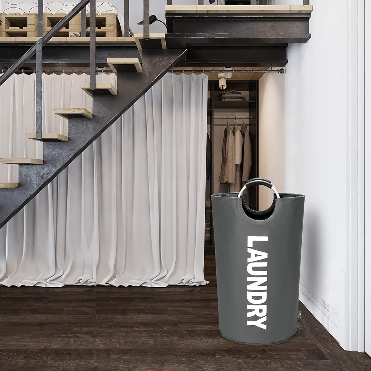 Foldable Laundry Basket Bag with Aluminum Handle - Techmanistan in Pakistan