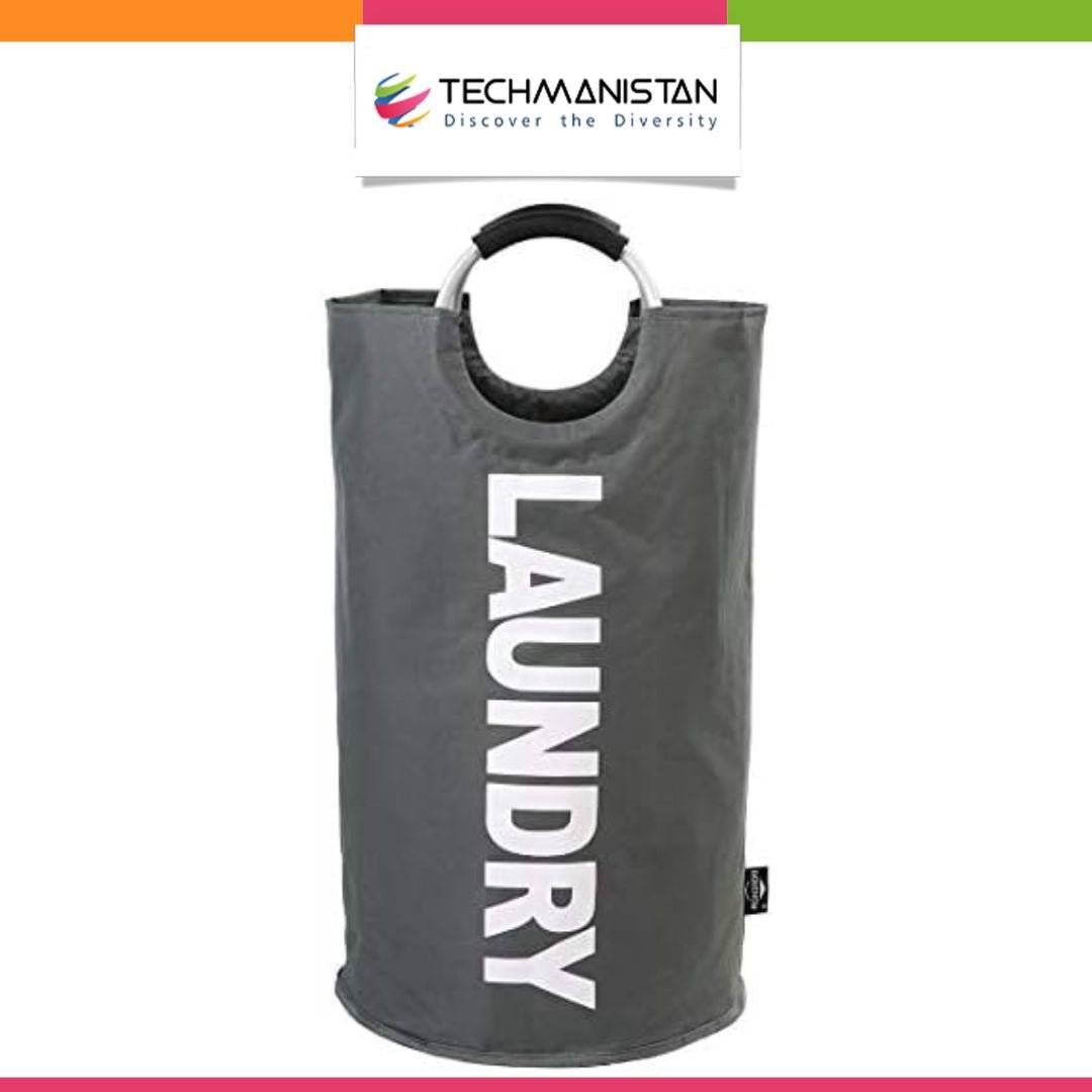 Foldable Laundry Basket Bag with Aluminum Handle - Techmanistan in Pakistan