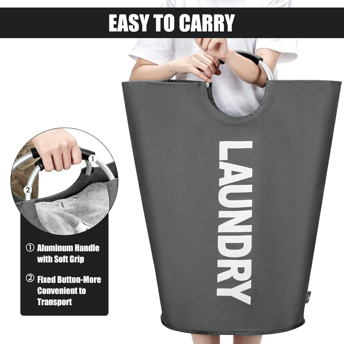 Foldable Laundry Basket Bag with Aluminum Handle - Techmanistan in Pakistan