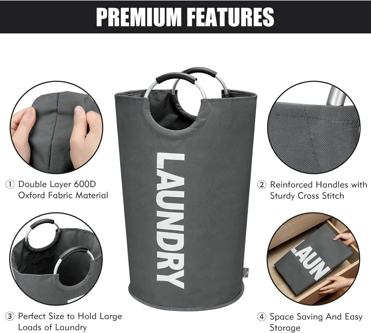 Foldable Laundry Basket Bag with Aluminum Handle - Techmanistan in Pakistan
