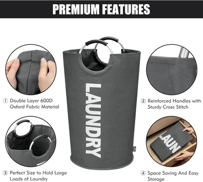 Foldable Laundry Basket Bag with Aluminum Handle - Techmanistan in Pakistan