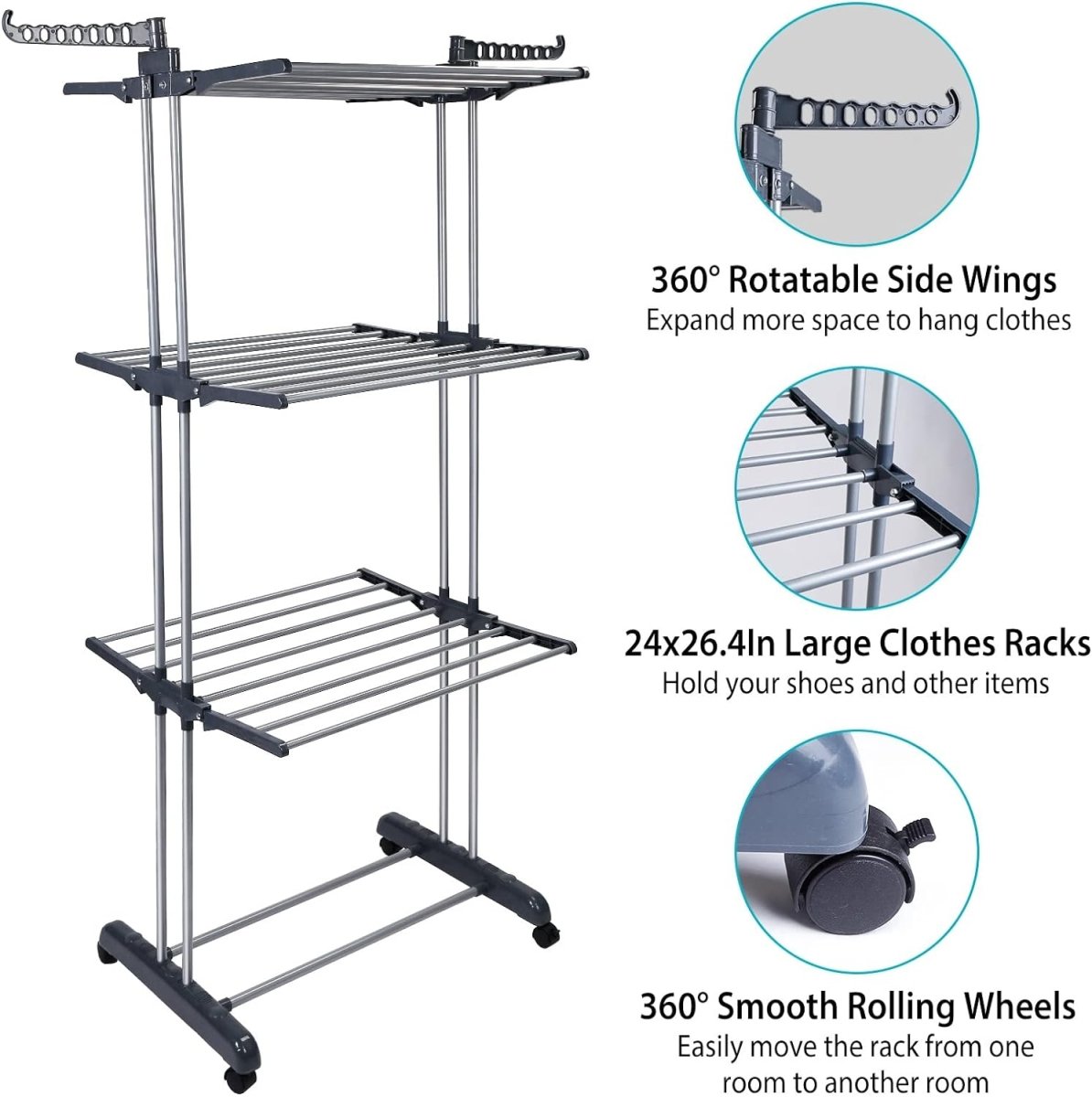Foldable Stainless Steel Clothes Drying Rack - Techmanistan in Pakistan