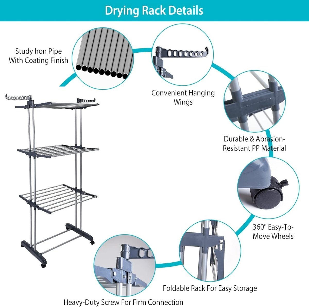 Foldable Stainless Steel Clothes Drying Rack - Techmanistan in Pakistan