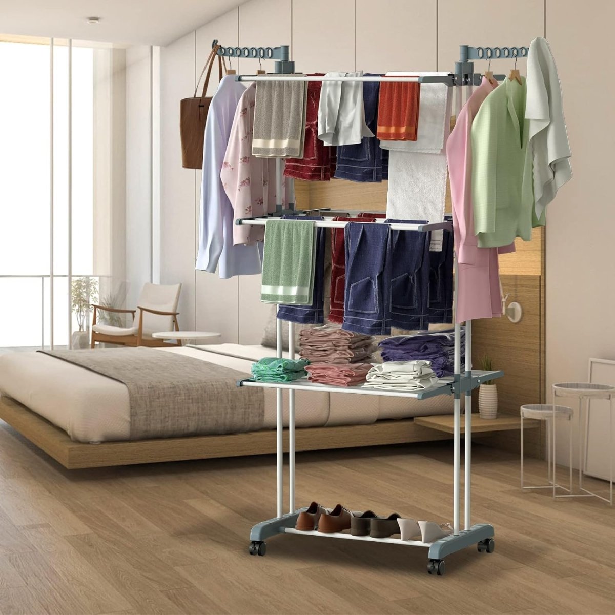 Foldable Stainless Steel Clothes Drying Rack - Techmanistan in Pakistan