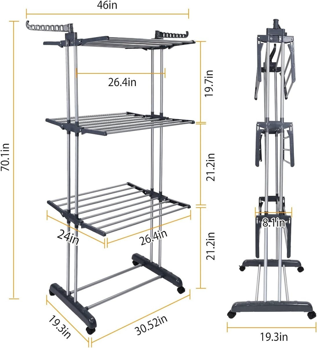 Foldable Stainless Steel Clothes Drying Rack - Techmanistan in Pakistan
