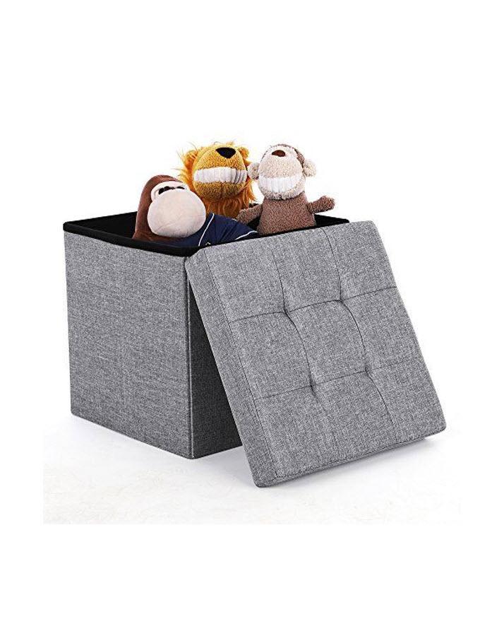 Foldable Storage Ottoman Cube Pouffe Seat Stool Box - Techmanistan in Pakistan