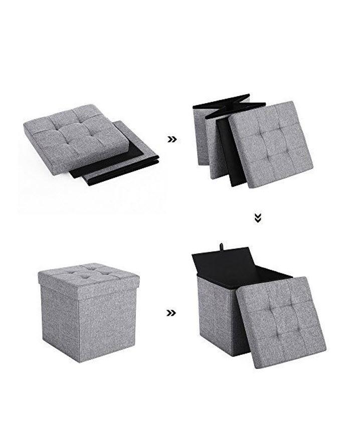 Foldable Storage Ottoman Cube Pouffe Seat Stool Box - Techmanistan in Pakistan