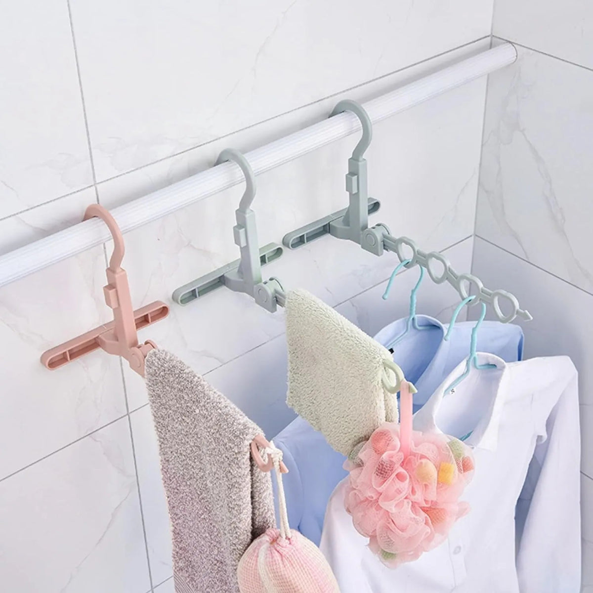 Folding Clothes Drying Hanger with 4 Rotating Hooks - Techmanistan in Pakistan