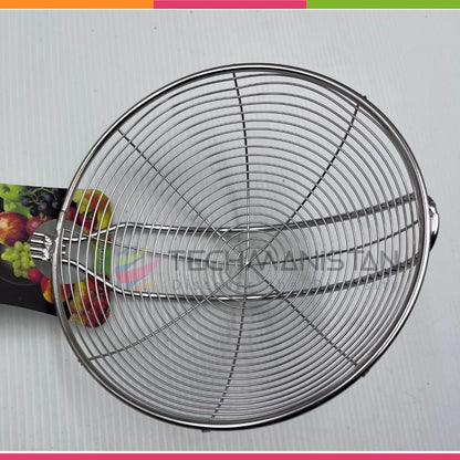 Frying Oil Strainer Spoon With Wooden Handle - Techmanistan in Pakistan
