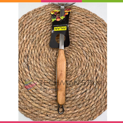Frying Oil Strainer Spoon With Wooden Handle - Techmanistan in Pakistan