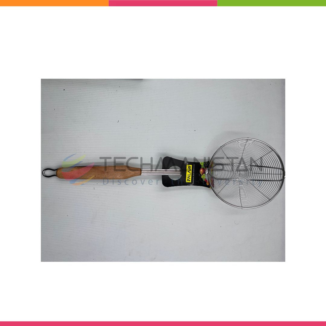 Frying Oil Strainer Spoon With Wooden Handle - Techmanistan in Pakistan