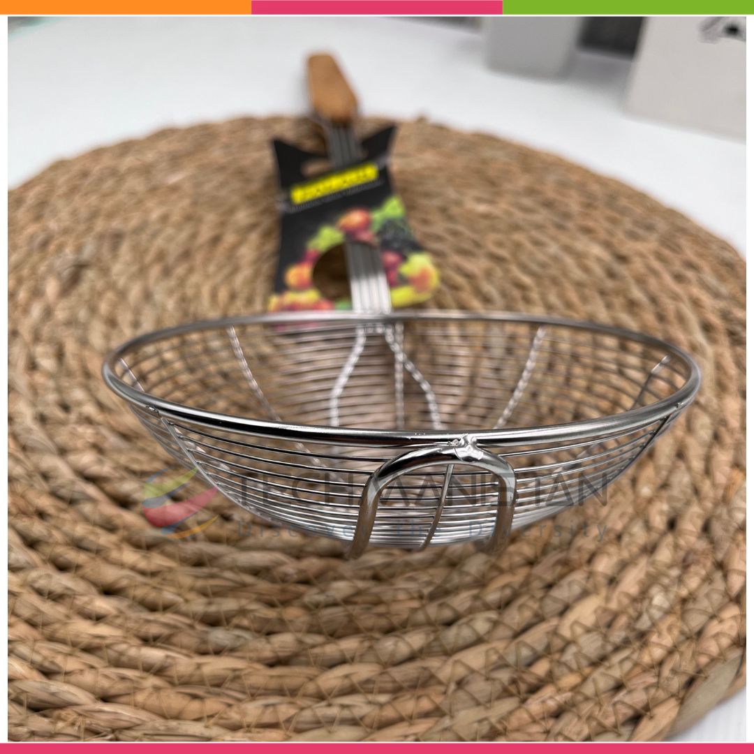 Frying Oil Strainer Spoon With Wooden Handle - Techmanistan in Pakistan