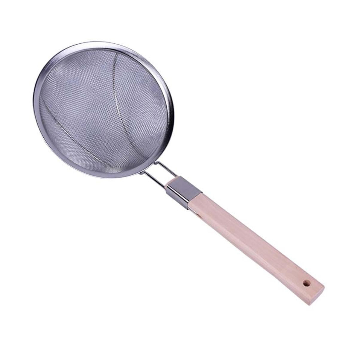 Frying Oil Strainer With Wooden Handle - Techmanistan in Pakistan