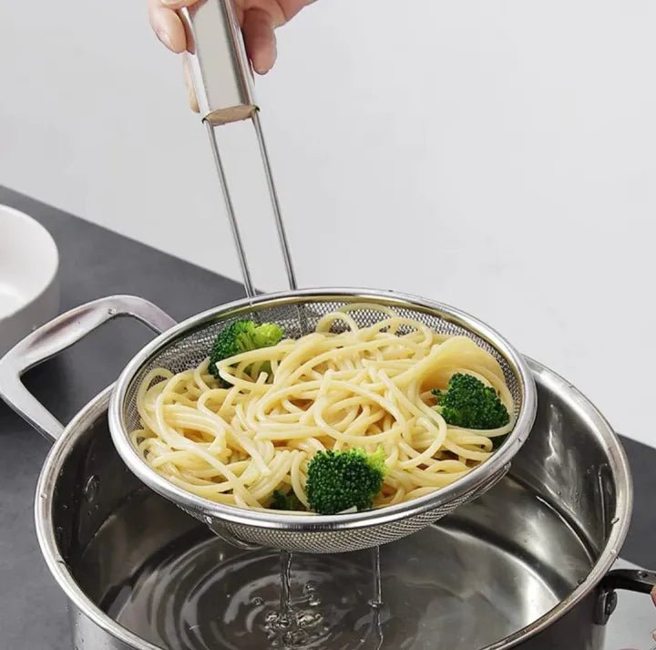 Frying Oil Strainer With Wooden Handle - Techmanistan in Pakistan