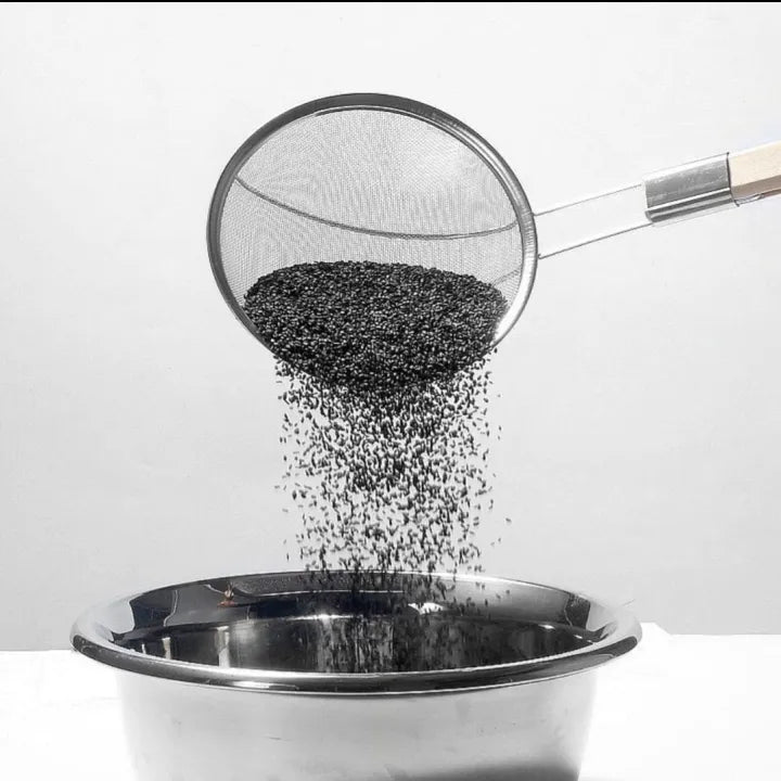 Frying Oil Strainer With Wooden Handle - Techmanistan in Pakistan