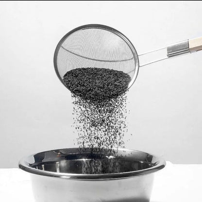 Frying Oil Strainer With Wooden Handle - Techmanistan in Pakistan